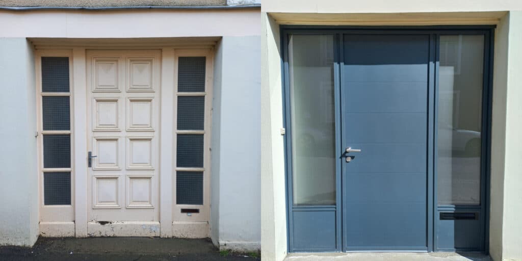 Porte aluminium ensemble composé