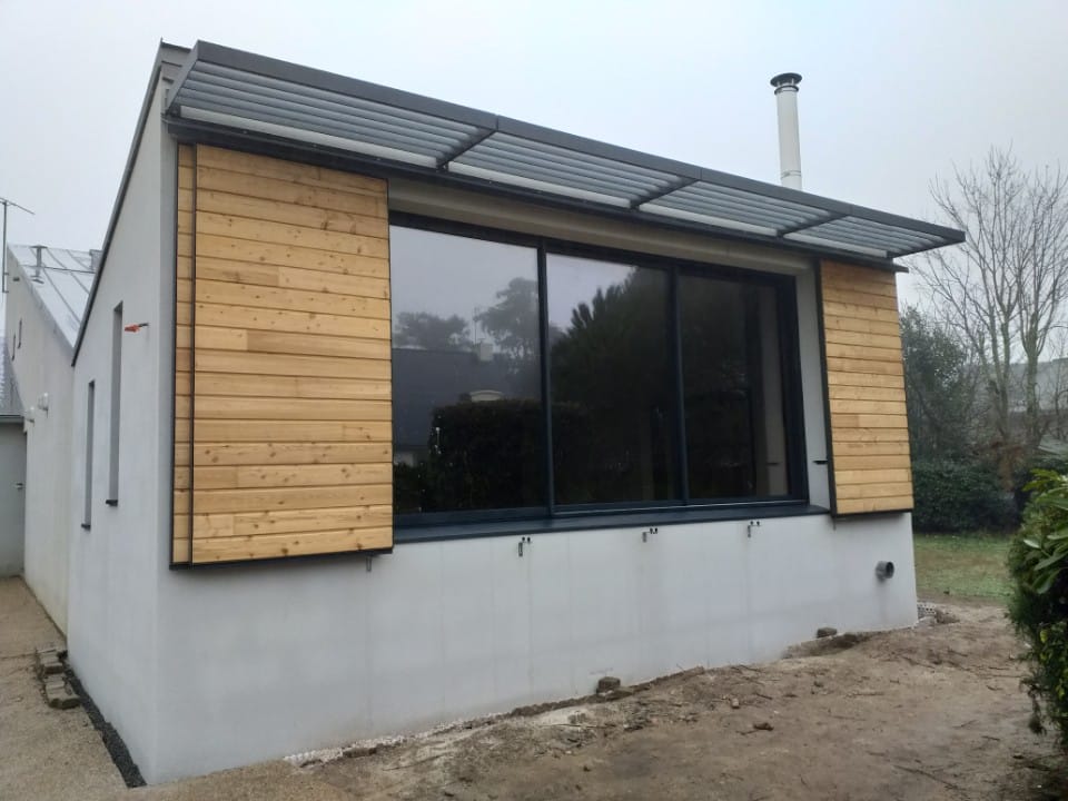 Volets coulissant bois sur cadre acier