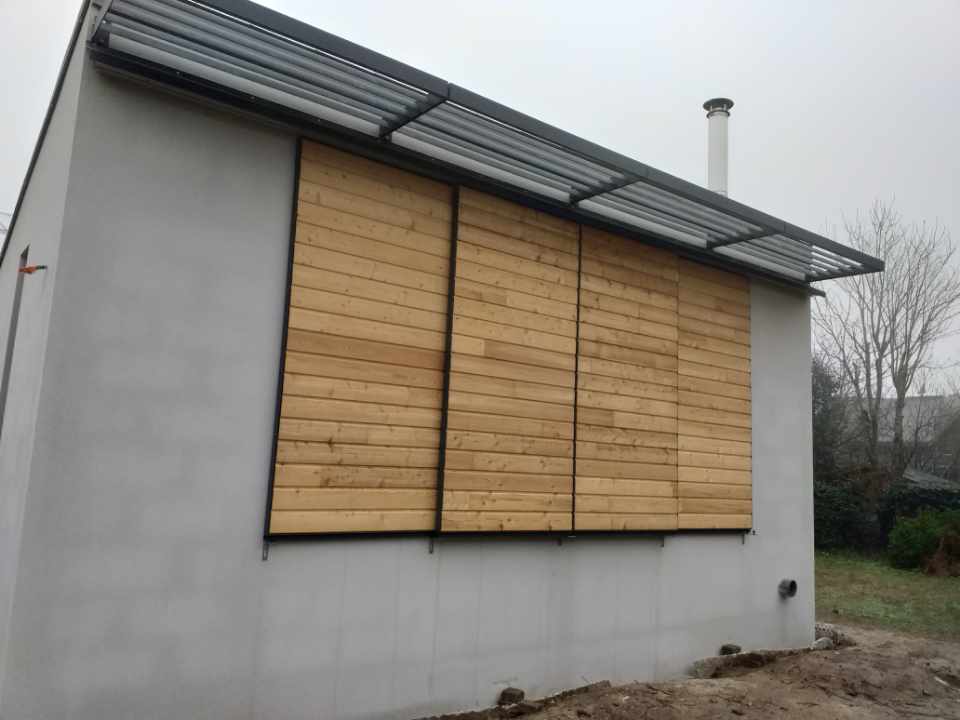 Volets coulissant bois sur cadre acier